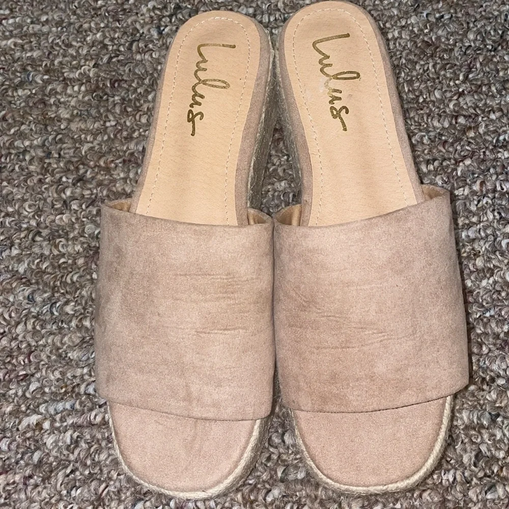 Womens Like New Lulus O'Ahu 2 Mauve Suede Espadrille Platforms